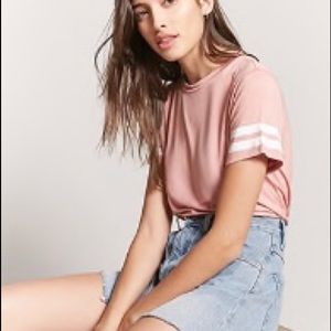 Pink Varsity Striped Tee